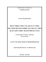 Hoàn thiện công tác quản lý thuế thu nhập doanh nghiệp tại chi cục thuế Quận Liên Chiểu Thành Phố Đà Nẵng