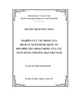 Nghiên cứu tác động của dịch vụ ngân hàng quốc tế đến hiệu quả hoạt động của các ngân hàng thương mại việt nam 