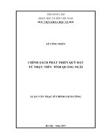 Chính sách phát triển quỹ đất từ thực tiễn tỉnh Quảng Ngãi