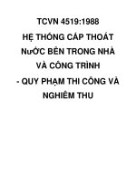 HỆ THỐNG CẤP THOÁT NưỚC BÊN TRONG NHÀ VÀ CÔNG TRÌNH - QUY PHẠM THI CÔNG VÀ NGHIÊM THU