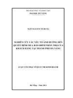 Nghiên cứu các yếu tố ảnh hưởng đến quyết định mua bảo hiểm nhân thọ của khách hàng tại thành phố Đà Nẵng.