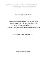 Thông tin tài chính tác động đến suất sinh lời chứng khoán của các công ty niêm yết tại thị trường chứng khoán Việt Nam‖