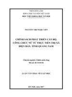 Chính sách phát triển cán bộ, công chức nữ từ thực tiễn thị xã điện bàn, tỉnh quảng nam (tt)