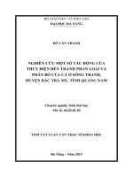 Nghiên cứu một số tác động của thủy điện đến thành phần loài và phân bố của cá ở sông tranh, huyện bắc trà my, tỉnh quảng nam (tt) 