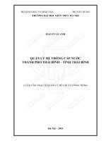 Quản lý hệ thống cấp nước thành phố thái bình, tỉnh thái bình (tt) 