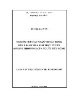 Nghiên cứu các nhân tố tác động đến ý định mua sắm trực tuyến ( online shopping) của người tiêu dùng.