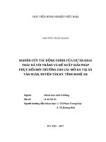 Nghiên cứu tác động chính của dự án khai thác đá vôi trắng và đề xuất các giải pháp phục hồi cho các mỏ đá tại xã tân xuân, huyện tân kỳ, tỉnh nghệ an 1