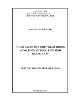 Chính sách phát triển giao thông nông thôn từ thực tiễn tỉnh Quảng Ngãi (Luận văn Full