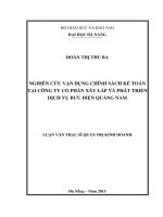 Nghiên cứu vận dụng chính sách kế toán tại công ty cổ phần xây lắp và phát triển dịch vụ bưu điện Quảng Nam