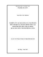 Nghiên cứu sự hài lòng của người dân đối với dịch vụ hành chính công tại UBND Phường Hoà Thuận Đông , Quận Hải Châu, Thành phố Đà Nẵng