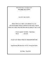 Phân tích cấu trúc tài chính của các doanh nghiệp thuộc nhóm ngành thực phẩm niêm yết trên thị trường chứng khoán Việt Nam.