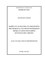 Nghiên cứu sự hài lòng của khách hàng đối với dịch vụ vận chuyển hành khách nội địa của hãng hàng không Jetstar Pacific Airlines.