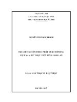 Tội giết người theo pháp luật hình sự Việt Nam từ thực tiễn tỉnh Long An