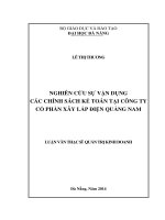 Nghiên cứu sự vận dụng các chính sách kế toán tại công ty cổ phần xây lắp điện Quảng Nam.