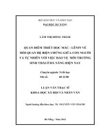 Quan điểm triết học Mác-Lênin về mối quan hệ biện chứng giữa con người và tự nhiên với việc bảo vệ môi trường sinh thái ở Đà Nẵng hiện nay