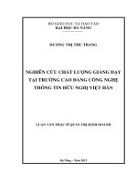 Nghiên cứu chất lượng giảng dạy tại trường cao đẳng công nghệ thông tin hữu nghị Việt Hàn