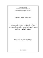 Thực hiện pháp luật về tự do tín ngưỡng, tôn giáo từ thực tiễn thành phố đà nẵng