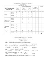 Đề Kiểm tra Toán lớp 4 Giữa HKI Có ma trận