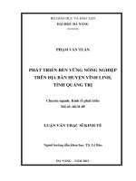 Phát triển bền vững nông nghiệp trên địa bàn huyện Vĩnh Linh, tỉnh Quảng Trị