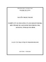 Nghiên cứu sự hài lòng của du khách nội địa đối với khu du lịch sinh thái Phong Nha - Kẻ Bàng, Tỉnh Quảng Bình