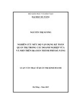 Nghiên cứu mức độ vận dụng kế toán quản trị trong các doanh nghiệp vừa và nhỏ trên địa bàn Thành phố Đà Nẵng