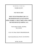 Phân tích tình hình cho vay hộ kinh doanh tại ngân hàng NN&PTNT, chi nhánh Huyện Kroong Ana