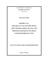 Nghiên cứu thái độ của người tiêu dùng đối với hoạt động quảng cáo trong ngành hàng mỹ phẩm tại Thành phố Đà Nẵng