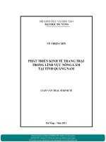 Phát triển kinh tế trang trại trong lĩnh vực nông lâm tại Tỉnh Quảng Nam.