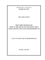Phát triển kinh doanh dịch vụ thẻ ghi nợ tại ngân hàng TMCP ngoại thương Việt Nam, chi nhánh Phú Tài