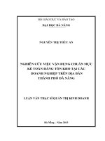 Nghiên cứu việc vận dụng chuẩn mực kế toán hàng tồn kho tại các doanh nghiệp trên địa bàn Thành phố Đà Nẵng.