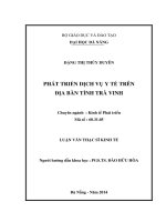 PHÁT TRIỂN DỊCH VỤ Y TẾ TRÊN ĐỊA BÀN TỈNH TRÀ VINH