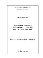 Tăng cường kiểm soát thuế giá trị gia tăng tại cục thuế Tỉnh Bình Định.