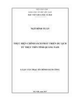 Thực hiện chính sách phát triển du lịch từ thực tiễn tỉnh quảng nam 