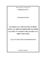 Tạo động lực cho người lao động bằng các khuyến khích phi tài chính tại công ty cổ phần chế tạo kết cấu thép VNECO.SSM
