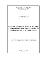 Quản trị kênh phân phối sản phẩm bia tại thị trường Bình Định của công ty cổ phần bia Sài Gòn - miền Trung.
