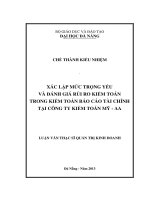 Xác lập mức trọng yếu và đánh giá rủi ro kiểm toán trong kiểm toán báo cáo tài chính tại công ty kiểm toán Mỹ - AA