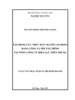 Tạo động lực thúc đẩy người lao động bằng công cụ phi tài chính tại tổng công ty điện lực Miền Trung