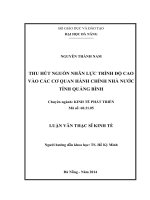 Thu hút nguồn nhân lực trình độ cao vào các cơ quan hành chính nhà nước Tỉnh Quảng Bình