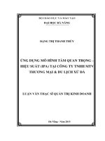 Ứng dụng mô hình tầm quang trọng - hiệu suất (IPA) tại công ty TNHH MTV thương mại du lịch xứ Đà
