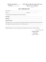 Giấy mời họp lớp - Giấy thông báo mời họp lớp giay moi hop lop