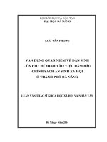 Vận dụng quan điểm về Dân sinh của Hồ Chí Minh vào việc đảm bảo các chính sách An sinh xã hội ở Đà nẵng