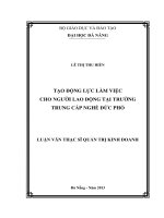 Tạo động lực làm việc cho người lao động tại trường trung cấp nghề Đức Phổ.