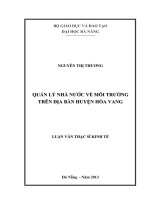 Quản lý nhà nước về môi trường tại huyện Hòa Vang- thành phố Đà Nẵng