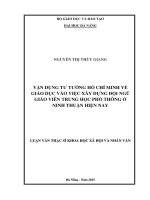 Vận dụng tư tưởng Hồ Chí Minh về giáo dục vào việc xây dựng đội ngũ giáo viên trung học phổ thông ở Ninh Thuận hiện nay