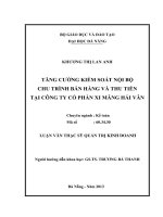 Tăng cường kiểm soát nội bộ chu trình bán hàng và thu tiền tại công ty cổ phần xi măng Hải Vân.