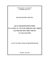 Quản trị kênh phân phối của công ty cổ phần nước khoáng Quy Nhơn tại thị trường Miền Trung và Tây Nguyên