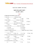 bai kiem tra kien thuc sau he mon tieng anh lop 4 co dap an