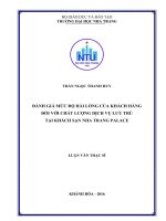 Đánh giá mức độ hài lòng của khách hàng đối với chất lượng dịch vụ lưu trú tại khách sạn nha trang palace 