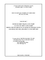 ĐÁNH GIÁ HIỆN TRẠNG LÀNG NGHỀ VÀ TÁI CẤU TRÚC LÀNG NGHỀ TRONG CHUYỂN DỊCH CƠ CẤU KINH TẾ TỈNH HẬU GIANG GIAI ĐOẠN 2011-2015, 2016-2020 VÀ TẦM NHÌN 2025