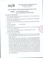 ELC Cong bo thong tin phat hanh co phieu de tra co tuc